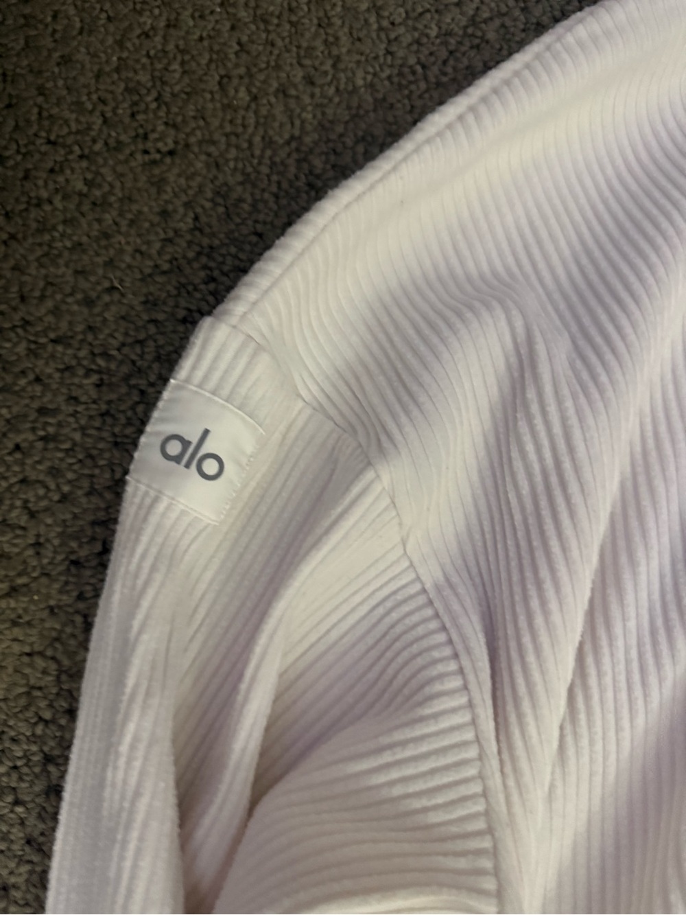 ALO Yoga White Ribbed Cropped Hoodie - Picture 6 of 6